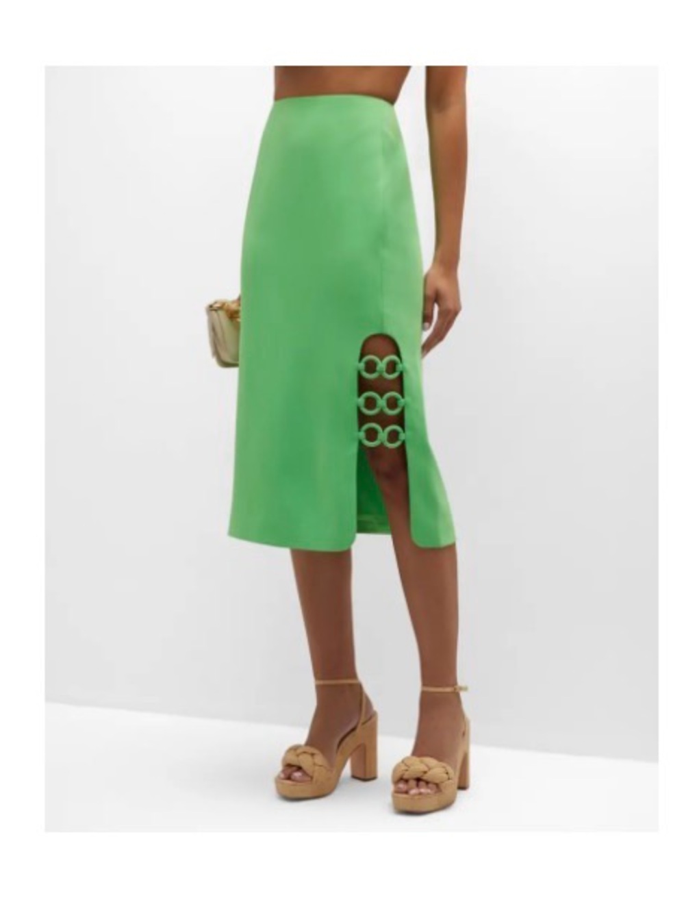 Alexis Villette Maxi Skirt with Chain-Link Side Detail Green XS